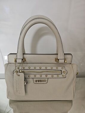 GUESS Cream Studded Top-Handle Satchel